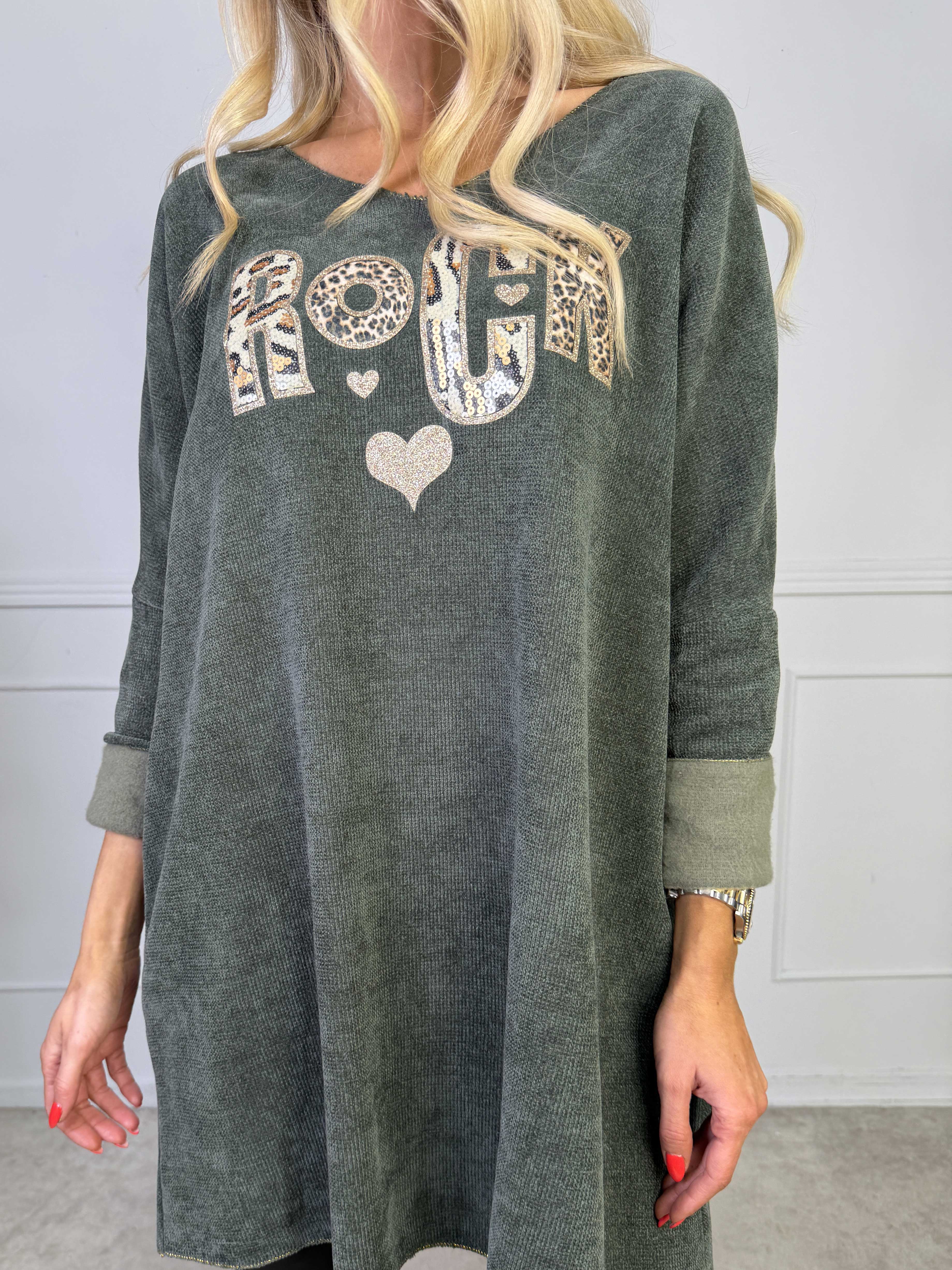 Rocka - Kort kjole i blød strik med motiv